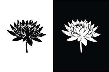 Wall Mural - waterlily flower vector illustration icon silhouette logo art and lotus blossoms icon on white backg