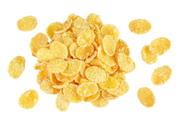 Wall Mural - Cornflakes isolated on white background. Top view. Flat lay.