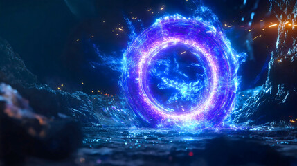 Wall Mural - teleportation is a domain of science fiction—a teleport that can lead to other dimensions and allow 