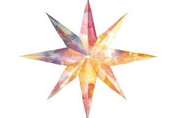 Poster - A vibrant, watercolor star illustration featuring a blend of soft pastel colors against a white isolated background.