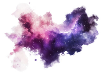Poster - A vibrant cosmic nebula with vivid pink and purple hues against a white isolated background.