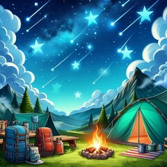 camping at night under the stars