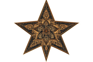 Aufkleber - Ornate decorative star design with intricate patterns on a transparent background for creative use.