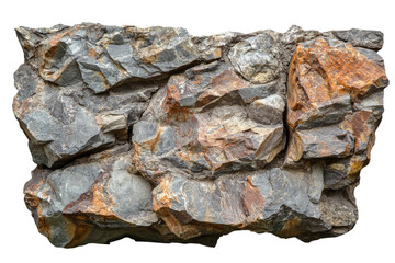 Poster - Rock formation with varied textures and colors on a white isolated background.