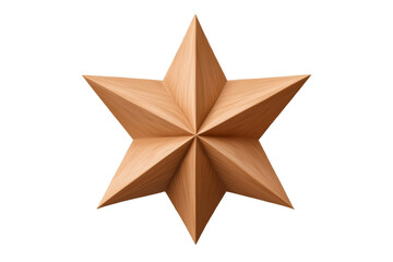 Aufkleber - Stylish wooden star design, crafted with precision, isolated on a white background, perfect for decorative use.