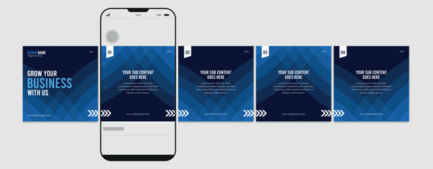 Wall Mural - business carousel post template for advertising, set of carousel post for instagram and linkedin, ed