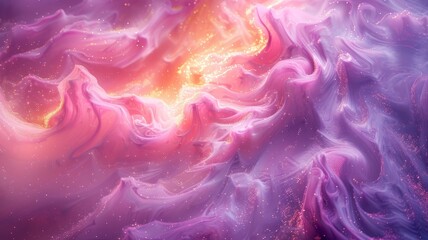 Poster - A mesmerizing cosmic nebula filled with swirling patterns of purple and pink colors creates a dreamy atmosphere, resembling the vastness of space and the beauty of the universe.