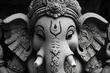 Ganesh. Indian Culture and Religion: Hindu God Statue in an Artistic Temple Setting