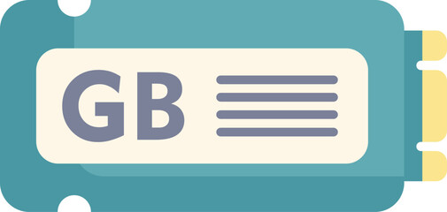 Sticker - Ssd card showing gigabyte storage space icon in flat style for apps and websites