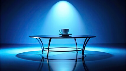 Wall Mural - silhouette of a coffee table in blue light background