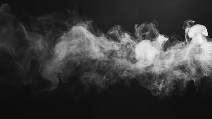 Canvas Print - abstract white smoke wisps rising against a black background.