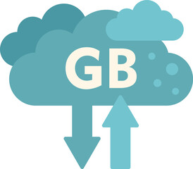 Poster - this icon represents the concept of cloud computing data storage, with arrows indicating uploading a