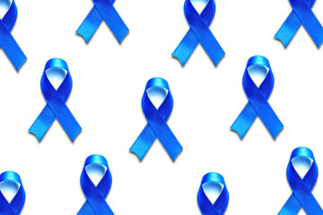 Blue Awareness Ribbon Folded on white background