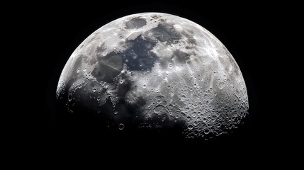 Wall Mural - half moon in october 2016. brightly lit half moon on black surface