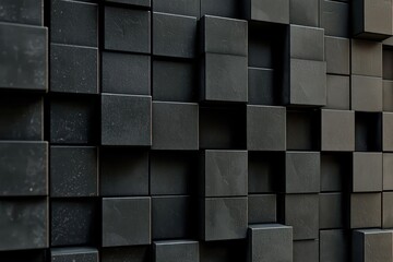 Wall Mural - black 3d cube abstract wallpaper with modern geometric design