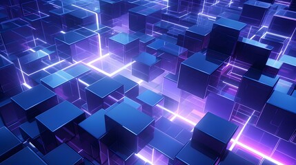 3d rendering of blue and purple abstract geometric background. Scene for advertising, technology, showcase, banner, game, sport, cosmetic, business, metaverse. Sci-Fi Illustration. Product display