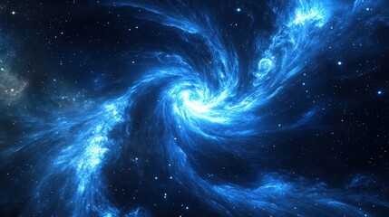 Wall Mural - blue galaxy wallpaper with swirling stars and cosmic dust in a celestial scene