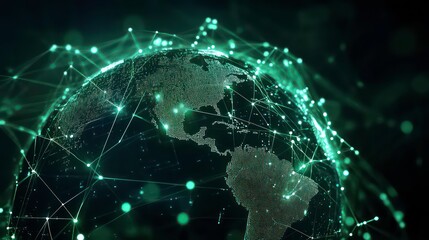 Poster - A stylized image of the Earth with glowing green lines and points representing the internet.