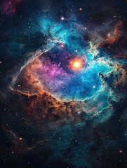 Wall Mural - Colorful space galaxy nebula wallpaper, stary night cosmos and supernova background