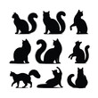 Black Cat Silhouettes in Various Poses