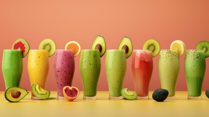 Colorful Avocado Smoothie Rainbow A Delicious Array of Healthy Blends