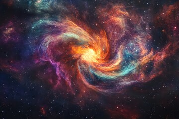 Wall Mural - detailed view a swirling nebula with vibrant colors and cosmic dust
