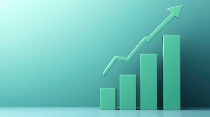 Poster - A green 3D bar graph with an upward arrow showing growth against a blue background.