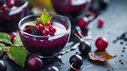 Deliciously Rich Vegan Autumn Fruit Pudding: A Close-up of Black Grape Must Gel