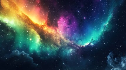 Wall Mural - interstellar scene with colorful auroras and a glowing nebula