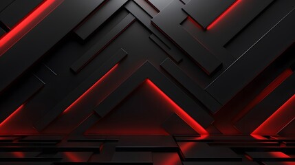 Wall Mural - 3d rendering of black and red abstract geometric background. Scene for advertising, technology, showcase, banner, game, sport, cosmetic, business, metaverse. Sci-Fi Illustration. Product display