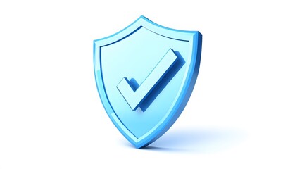 Wall Mural - cartoon 3d icon safety shield check mark perspective . blue symbol security safety icon. checkmark i