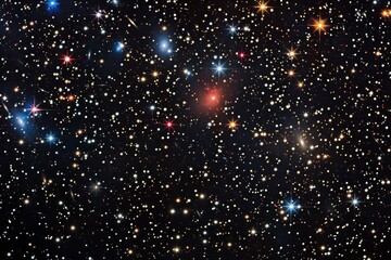 Aufkleber - A vibrant cosmic landscape filled with colorful stars, nebulae, and celestial bodies, depicting the vastness of the universe under a shimmering night sky