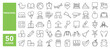 © M Design - Set of 50 line icons related to preschool, child, kindergarten, kid, cognitive, learn, playground, classroom, daycare, Editable stroke. Vector illustration