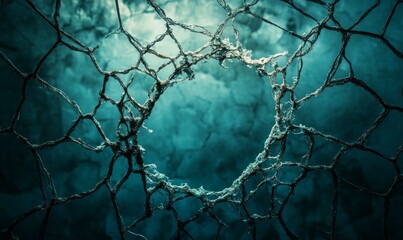 A fragile financial safety net with gaps and holes, signifying failed or unstable economic security and protection against crises and challenges