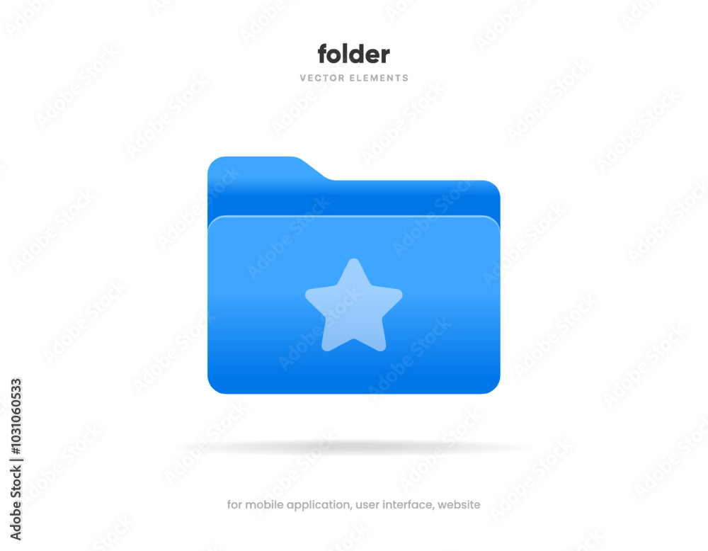 3d blue folder icon isolated on white background. Document symbol. 3d ...