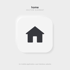 Poster - 3d minimal modern home, homepage, base, main page, house push button icon emblem symbol, sign. 3d home icon. Mobile app icons. Device UI UX mockup. Isolated vector elements.