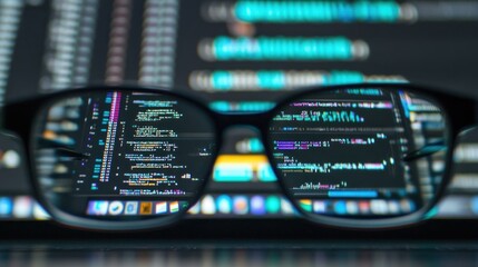 Poster - Code on Laptop Screen Viewed Through Glasses