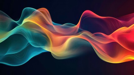 Wall Mural - abstract colorful wave-like design with a dark background.