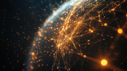 Poster - Abstract digital rendering of a glowing network of connections around the globe.