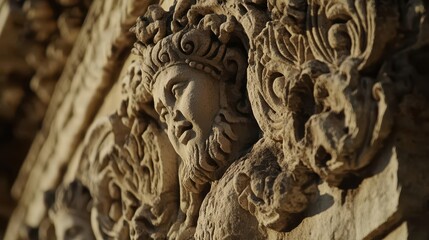 Detailed Roman temple reliefs showing symbolic patterns worn by time and weather