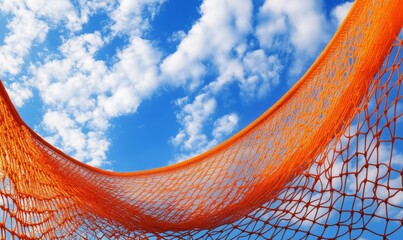 Orange net on the sky background