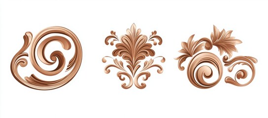 Poster - A set of page decorations design elements, featuring elegant ornamental dividers and calligraphic flourishes.
