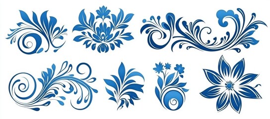 Poster - A set of page decoration design elements displaying elegant ornamental dividers and calligraphic flourishes. Modern illustration.