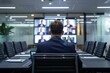 © Vera - professional man participating in an online video conference meeting on a tablet in a modern office setting.
