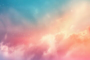 Poster - a vibrant abstract painting depicting a colorful sunset with blue and orange hues blending seamlessl