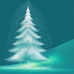 Poster - White dots represent a Christmas tree. Illustration made in the modern style