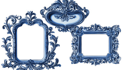 Poster - elegant blue frames collection isolated on a white background generative ai
