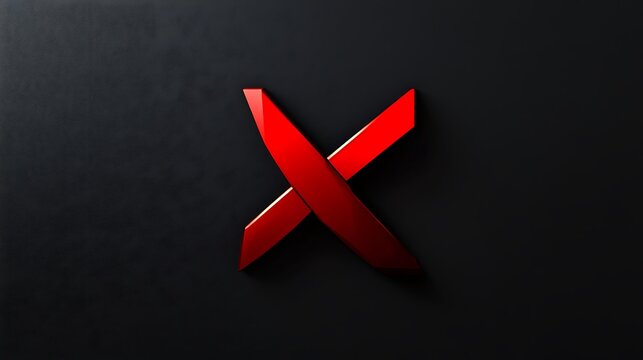 Red 3D Letter X On Dark Textured Background Art