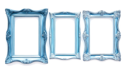Poster - Unique Blue Frames Set on a White Background for Artistic Display Generative AI