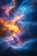 © AIGC JOE - A cosmic nebula, swirling with vibrant hues of blue, purple, and orange, creates a breathtaking spectacle against a backdrop of twinkling stars.